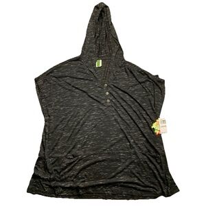 Becca Swim Grey  With Hood Beach Cover Up Size 1X (16-18) NWT